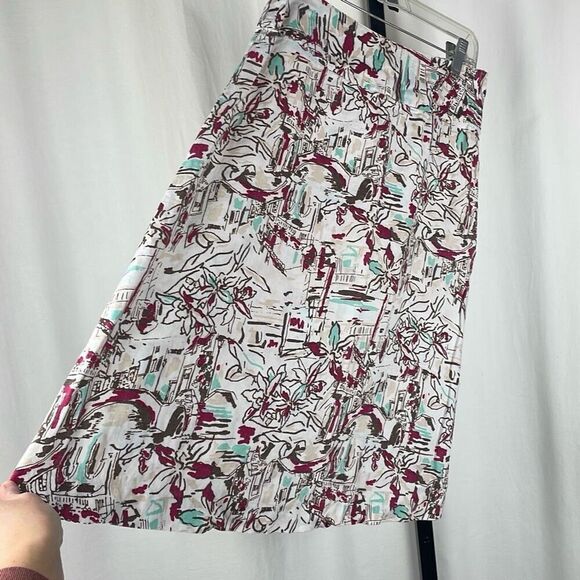 100% LINEN Printed Midi Skirt 4 - Picture 12 of 13